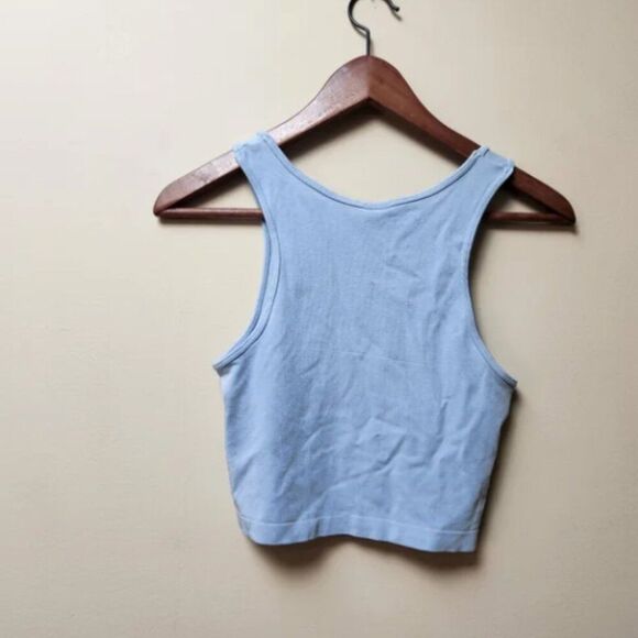 C'est Moi Bamboo rayon Blue Crop Tank Top - Picture 3 of 4